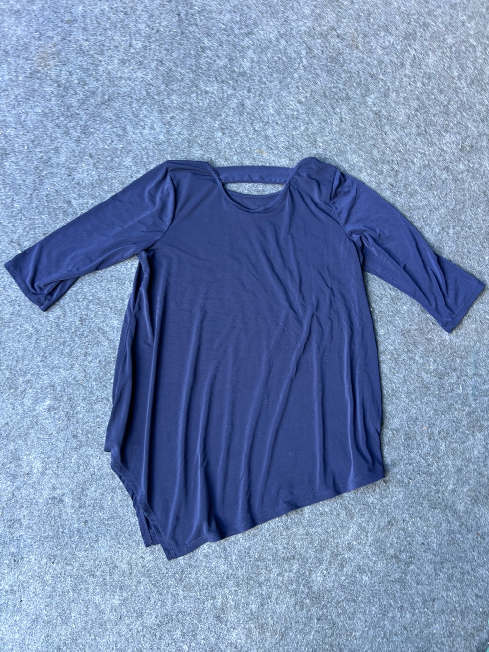 NY Collection Solid Navy Long Sleeve Crewneck